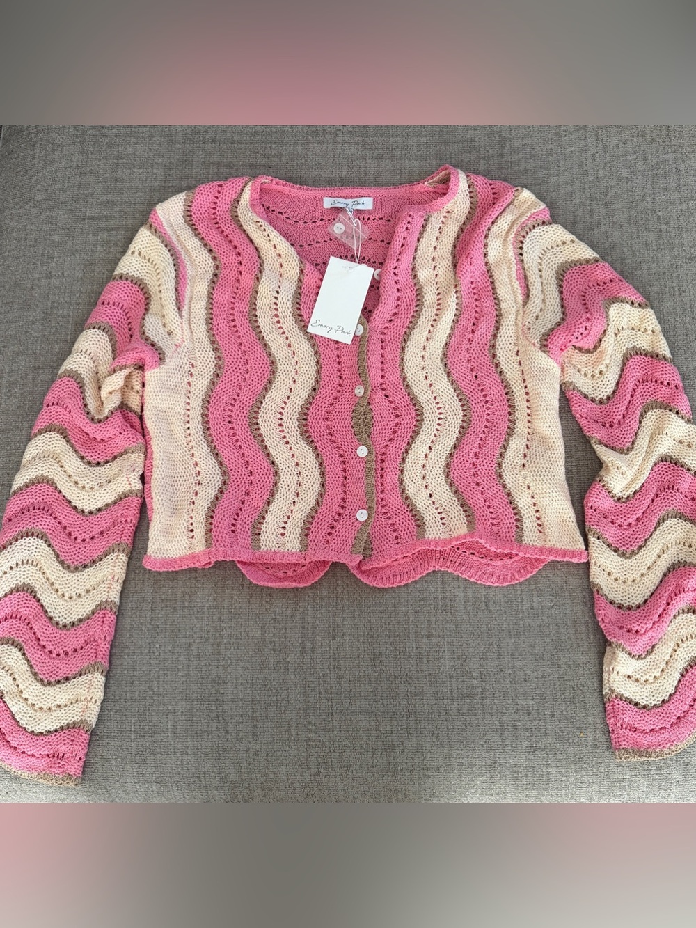 Emory Park wave-pattern knit cardigan